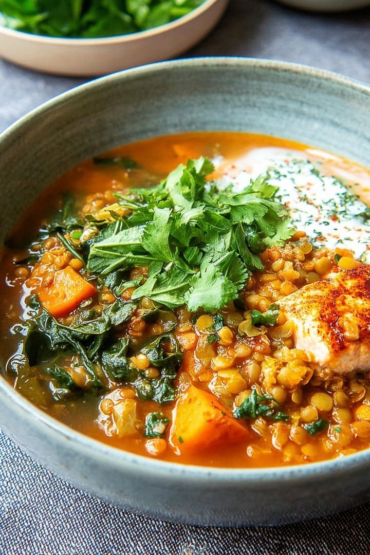 Linseneintopf mit Sußkartoffel und Spinat image 2