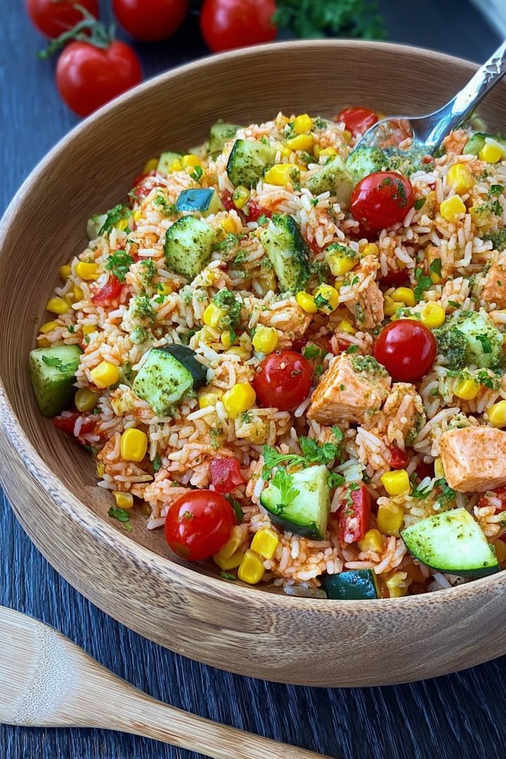 Bunter Reissalat mit Pesto-Dressing image 2