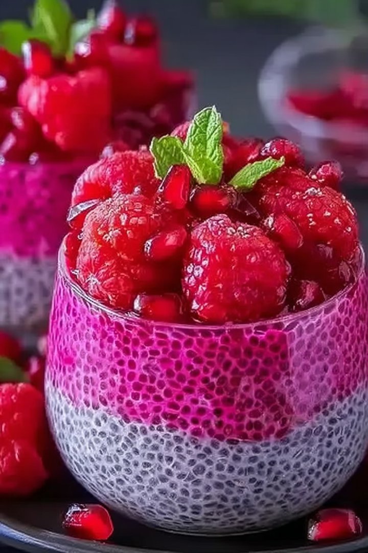 Granatapfel-Himbeer-Chia-Dessertrezept image 2