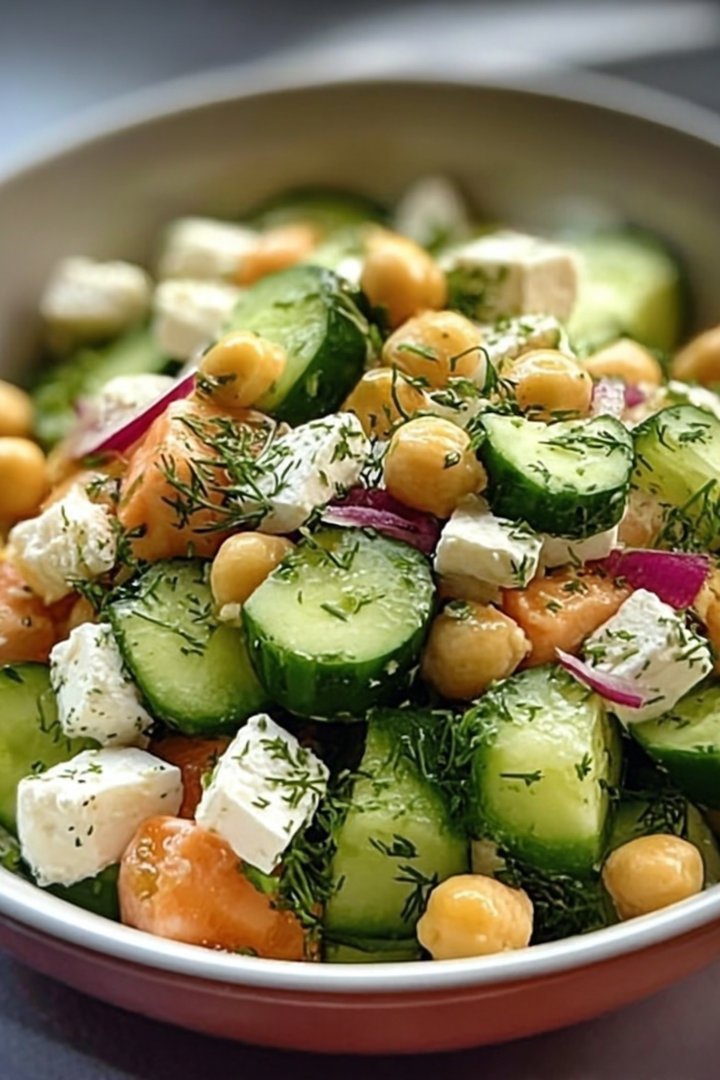 Gurkensalat mit Feta und Kichererbsen image 2