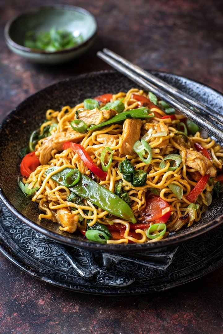 Hähnchen Chow Mein - Asiapfanne mit Gemüse und gebratenen Nudeln image 2
