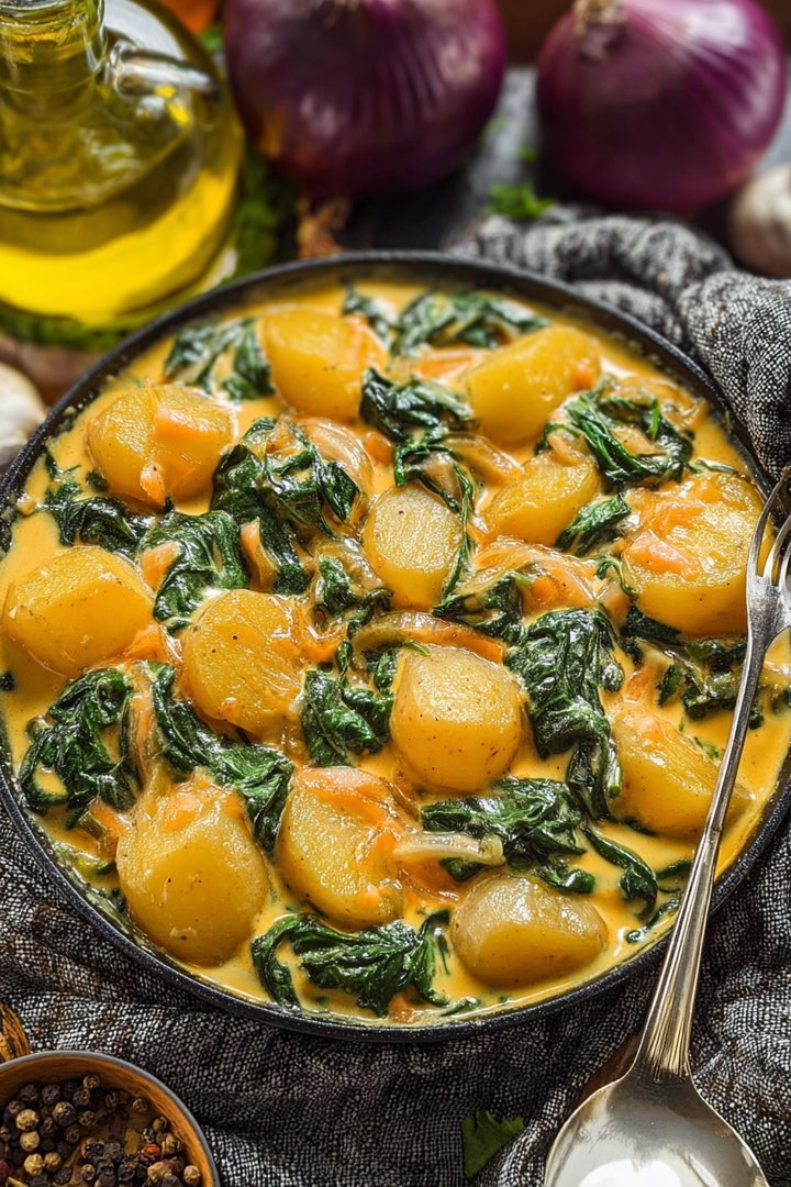 Kartoffelpfanne mit Spinat & Frischkäse image 2