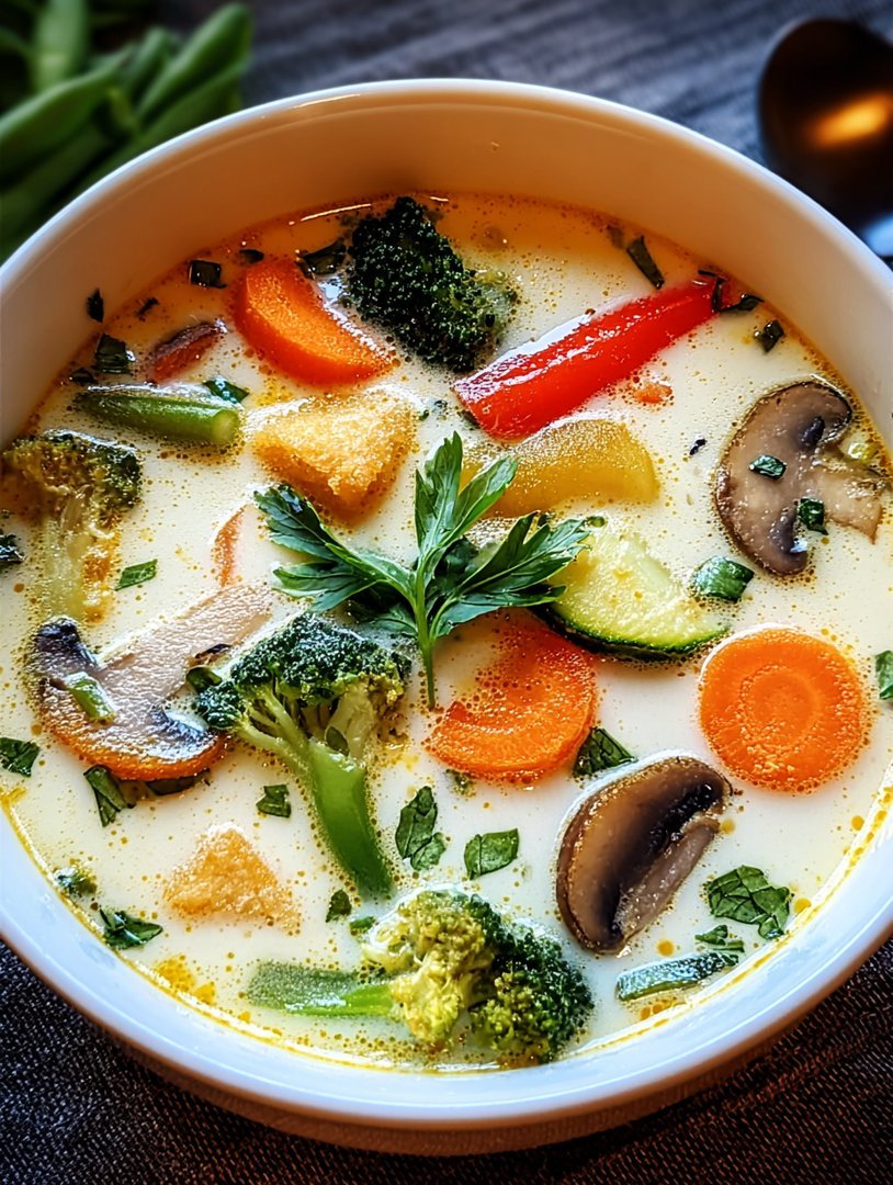 Thailändische Kokosnusssuppe mit Gemüse image 2