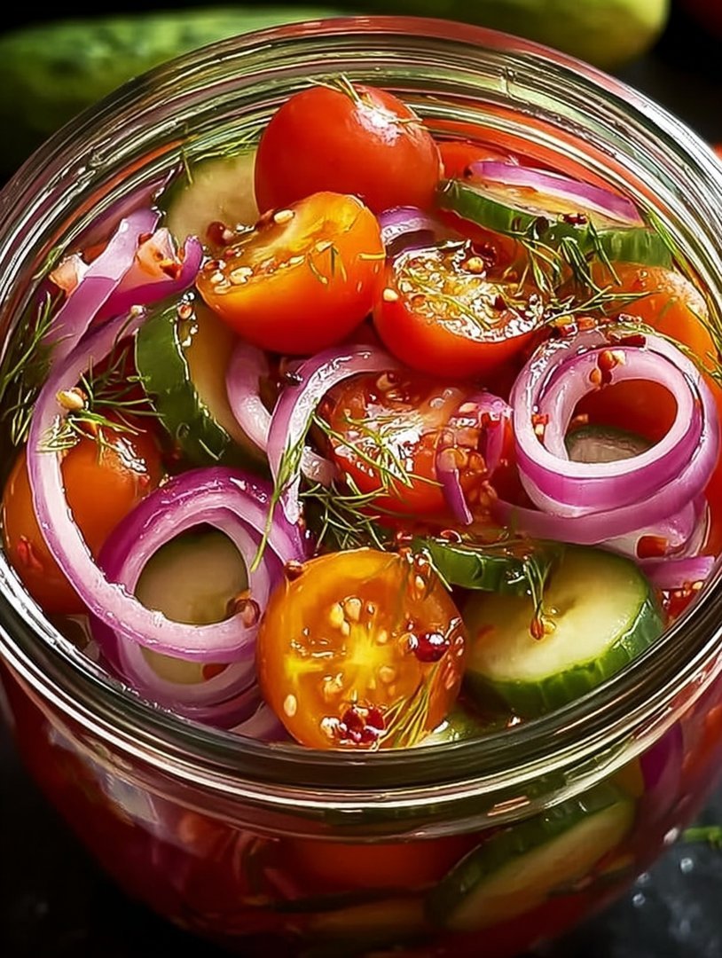 Eingelegte Kirschtomaten, rote Zwiebeln und Gurken: So gelingt der erfrischende Genuss! image 2
