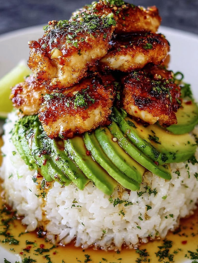 Hähnchen mit Honig und Limette und Avocado-Reis image 2