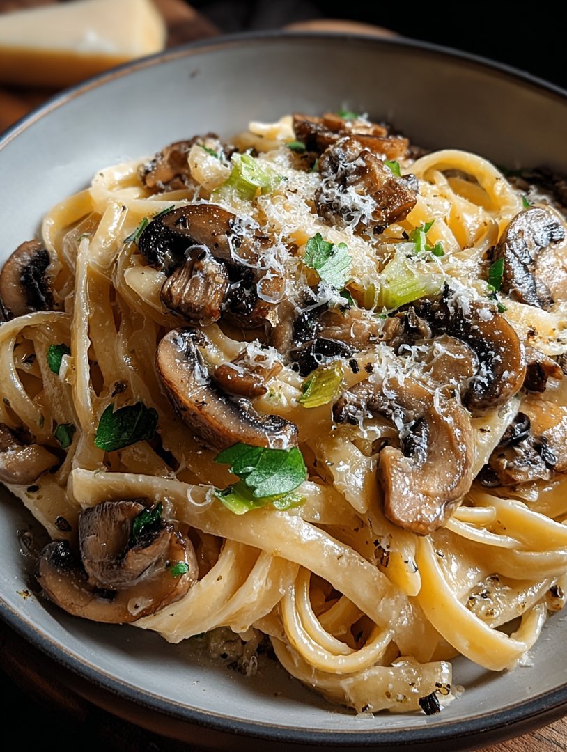 Pasta mit karamellisiertem Lauch und Pilzen auf Gruyère image 2